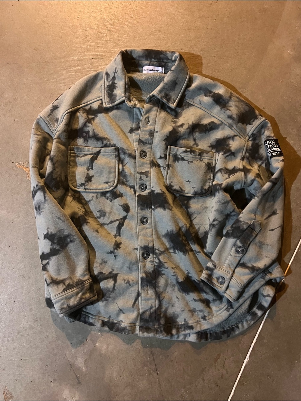 Burn Boot Camp Black/Gray Tie-Dye Button-Up Shacket